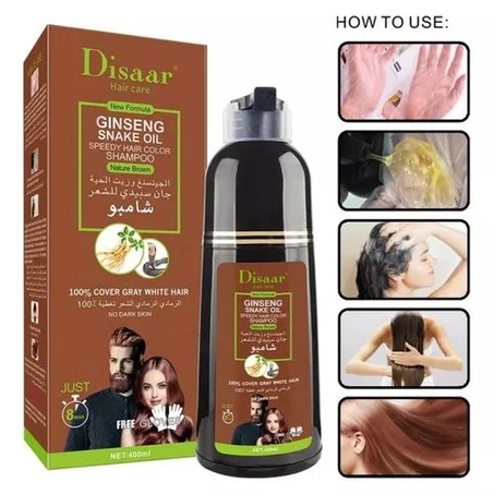 Disaar Shampoing Colorant Marron 400 ml à base de ginseng et d