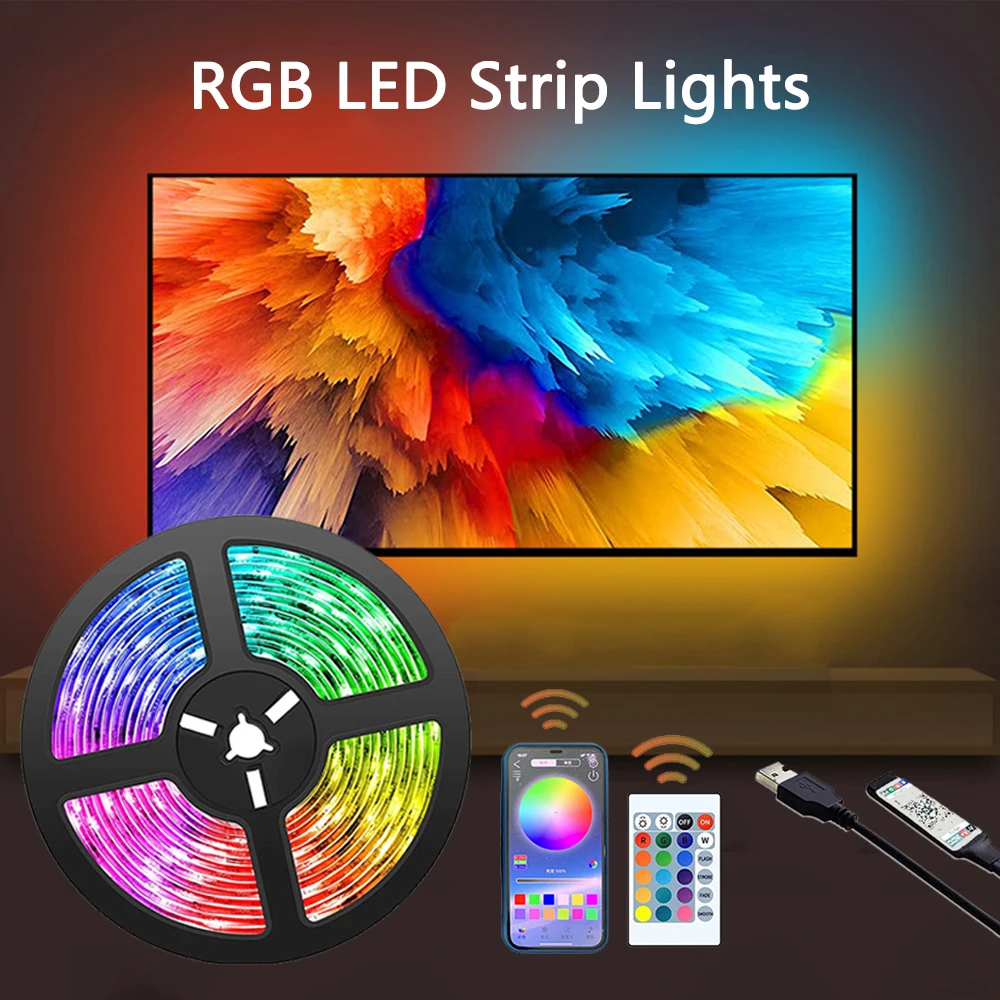 RGB LED Strip Lights with Remote for TV, PC, and Home Decor