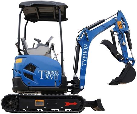 2025 3800 lb TYPHON TERROR XVII Mini Excavator Rubber Track with Kubota D902 Diesel Engine Free shipping