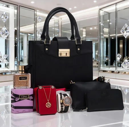 ✨ اكتشفي سحر الأناقة مع حقائب وإكسسوارات مكونة من7 قطع لتُكمل كل إطلالة ببراعة! ✨