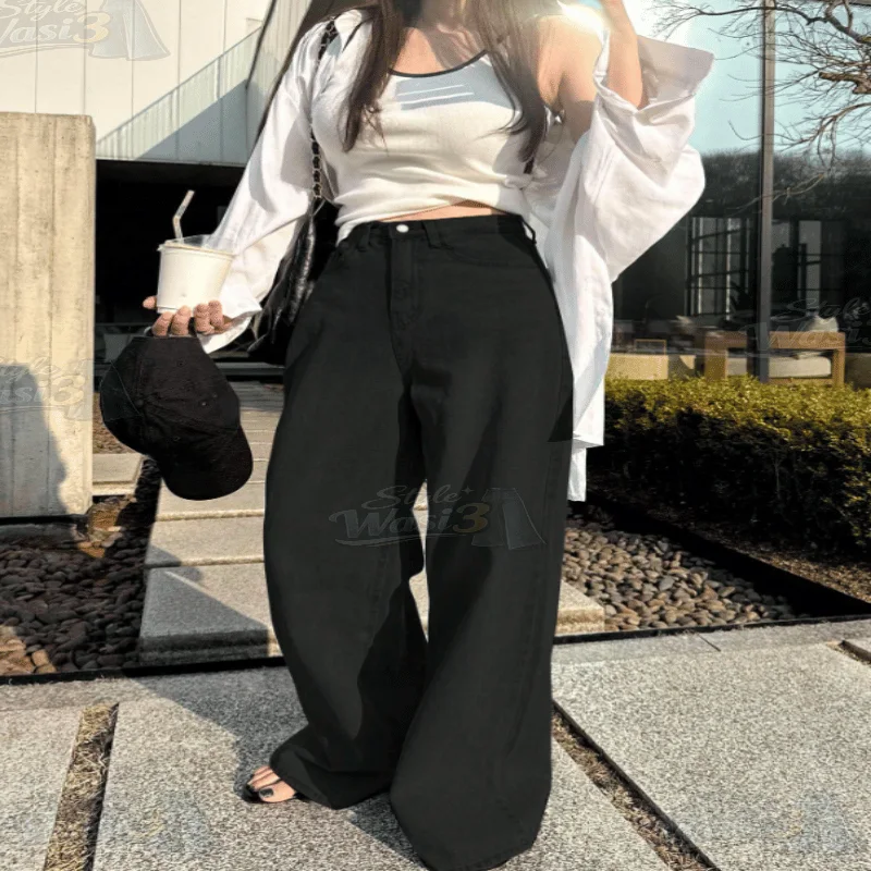 جينز نسائي واسع ستايل عصري ومريح 👖✨