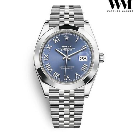 Rolex DateJust lisse Bleu