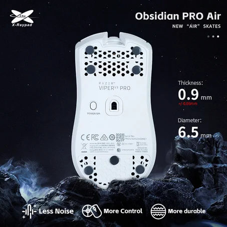 X-Raypad Obsidian PRO Air U-PE Universal D6.5mm Dot Mouse Skates – Durable. Quiet. Control