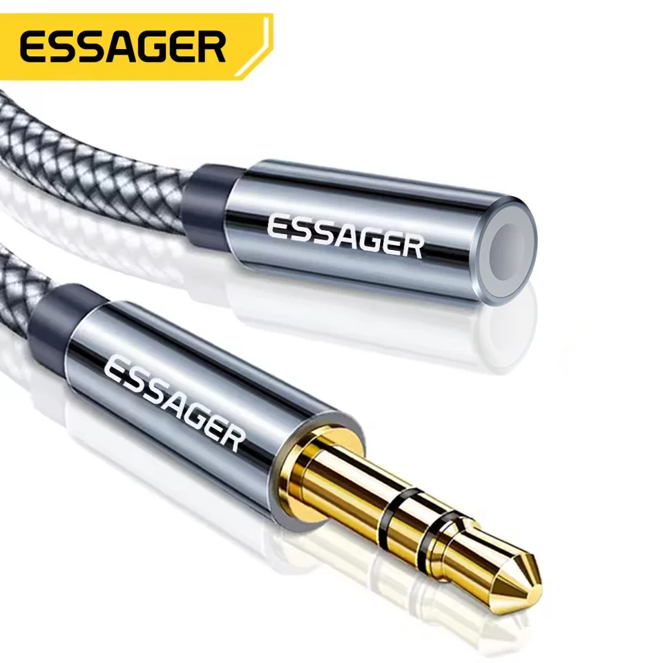 Essager Headphone Extension Cable Jack 3.5mm Audio Aux Cable 3.5 mm Female Splitter Speaker Extender Cord For Earphone Adapter