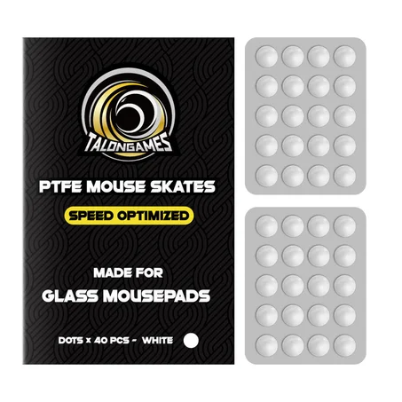 TALONGAMES Mouse Skates for Glass Mousepads Rounded Curved Edges Universal 6.5mm x 40Pcs Speed Optimized
