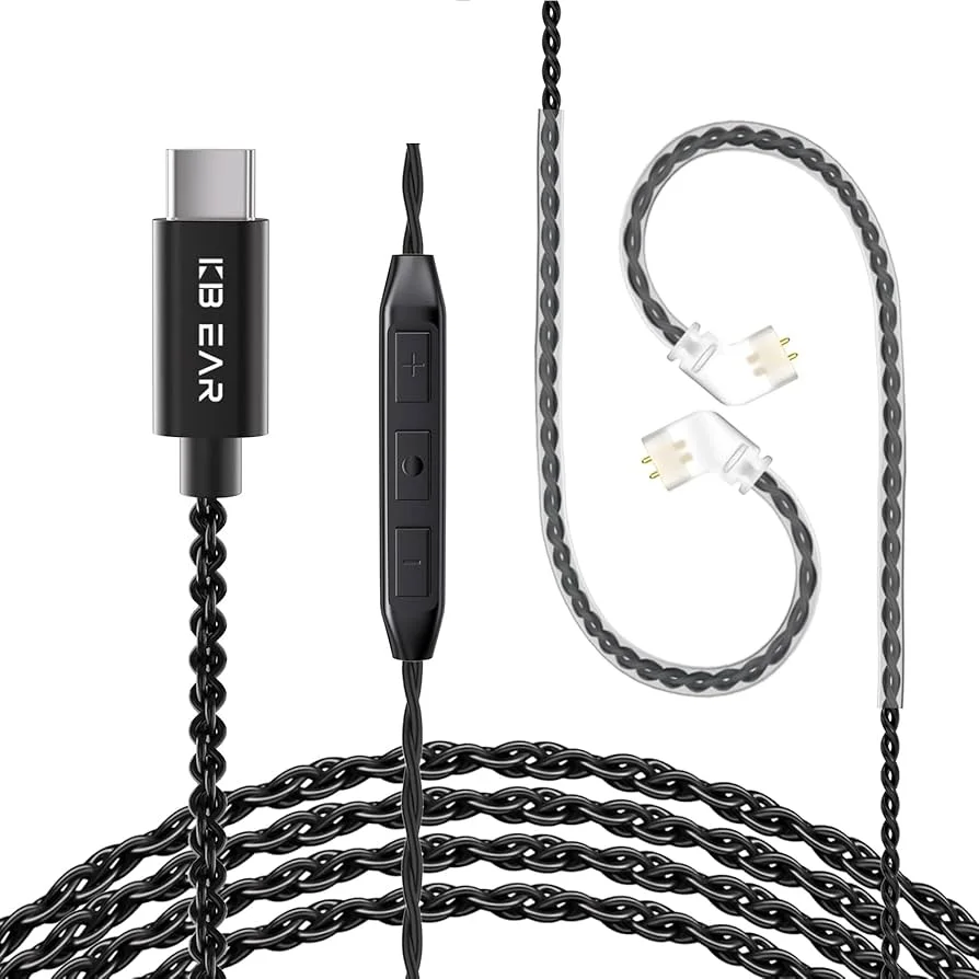 KBEAR Type-C 4N OFC Professional HIFI earphone Upgrade Cable CCZ QDC TYPE-C With Mic