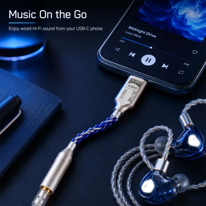 GraveAudio DA06 CX31993 HiFi USB DAC Type C To 3.5mm Headphone Amplifier Audio Decoder IEM AMP Mobile Phone Adapter