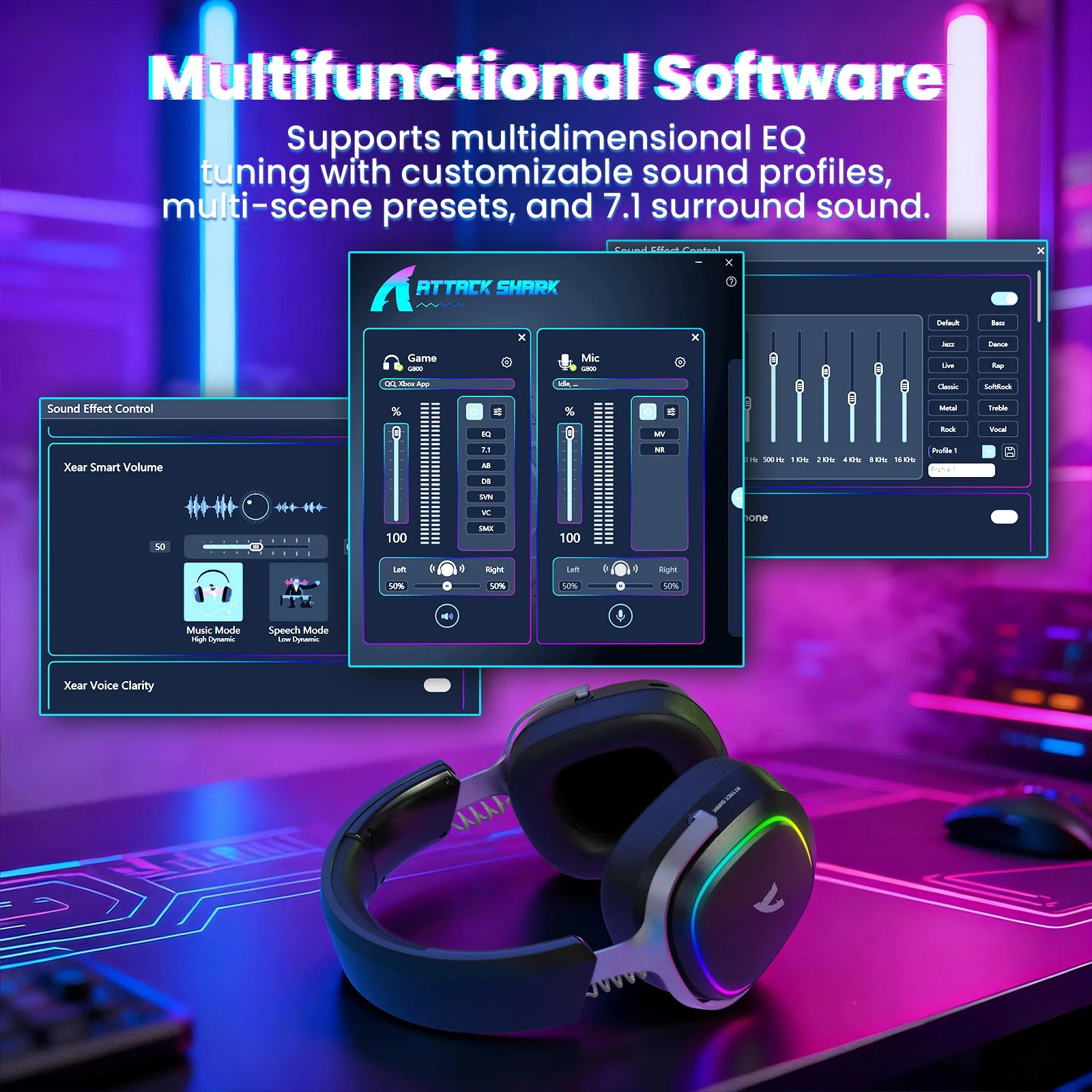 ATTACK SHARK G800 Wireless Gaming Headset - Black