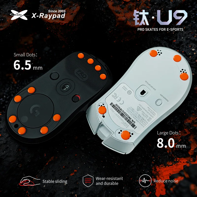 X-Raypad Titanium U9 Air 6.5mm Durable Mouse Skates for Universal Dot — Durable. Quiet. Control for Premium Gaming