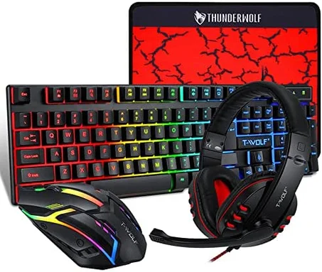 حزمة الجيمنج 4 في 1 مع اضاءة خلفية ملونة