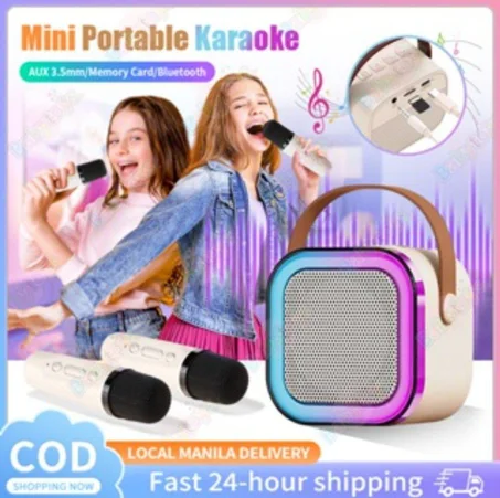 Mini Portable Karaoke Speaker – LED & Microphones