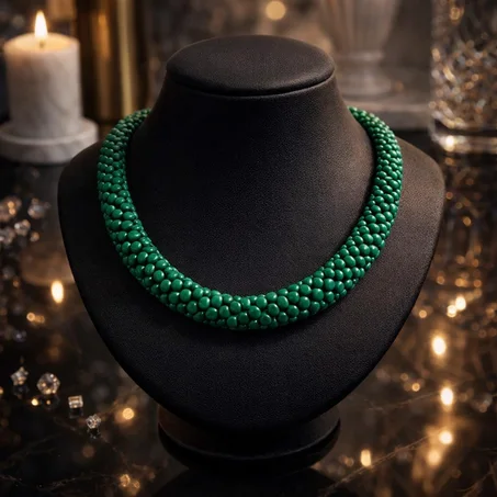 Collier Perle Émeraude Verte de Luxe