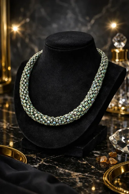 Collier en Perles  Émeraude – Luxe Intemporel