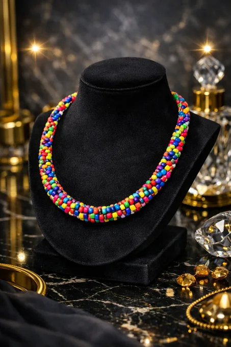 Collier en Perles Multicolores – Élégance Audacieuse
