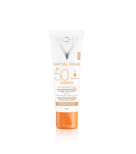 VICHY CAPITAL SOLEILSOIN ANTI-TACHES TEINTÉ 3-EN-1 SPF 50+