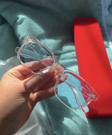 lunettes transparent et verre bleu ciel + pack nettoyage gratuit ✅🚚🇲🇦