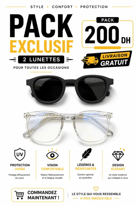 PACK RKHISSE O ZWINE LUNETTES ROND ET LUNETTES ANTI LUMIER BLEU TRANSPARENT