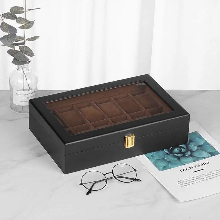 Coffret De Rangement Et Présentoir Pour 12 Montres - Simili Cuir Beige - Neuf Avec étiquettes
