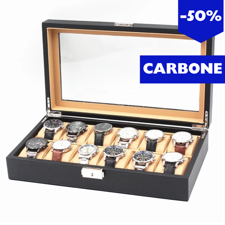 Coffret 12 montres Noir Carbone