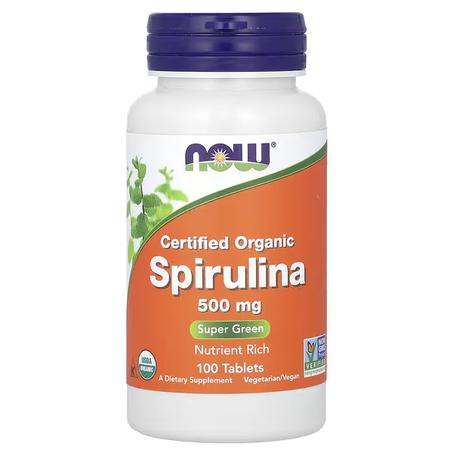 NOW Foods, Spiruline biologique certifiée, 3000 mg, 100 comprimés (500 mg pièce)