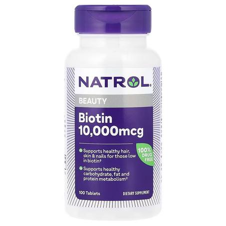 Natrol, Biotine, Beauté, 10 000 µg, 100 comprimés-  Fait par Natrol