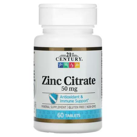 21st Century, Citrate de zinc, 50 mg, 60 comprimés Fait par 21st Century
