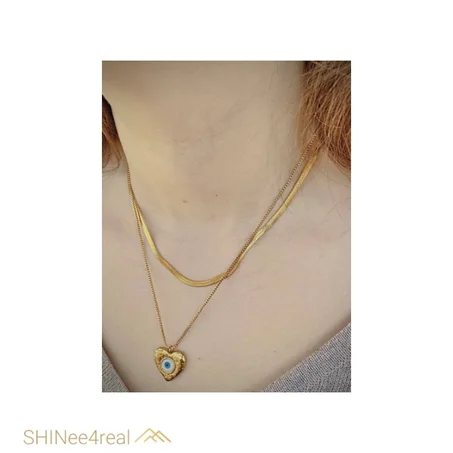 COLLIER PENDENTIF COEUR OEIL BLEU TURC