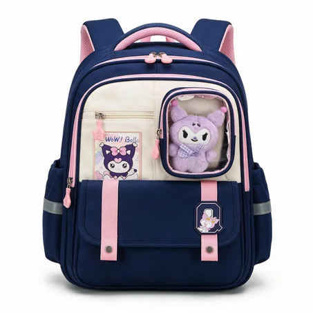 Sac à Dos Scolaire Style Kawaii Grand Volume avec Peluche Incluse Tissu Imperméable