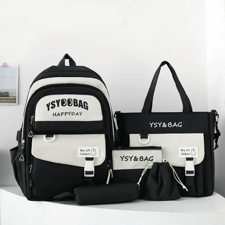 Sac à Dos Multifonctionnel Kawaii Grand Volume Imperméable et Résistant 5Pcs