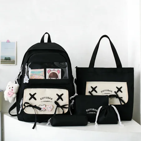 Sac à Dos Multifonctionnel Kawaii Grand Volume Imperméable et Résistant 5Pcs