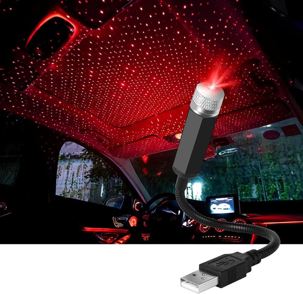 Auto rotation voiture plafond étoile Décoration lumière laser Mini USB  ÉCLAIRAGE RVB À LED pour l'ambiance de voiture pour le toit de voiture -  Chine Lumière laser et lumière d'étoile de toit