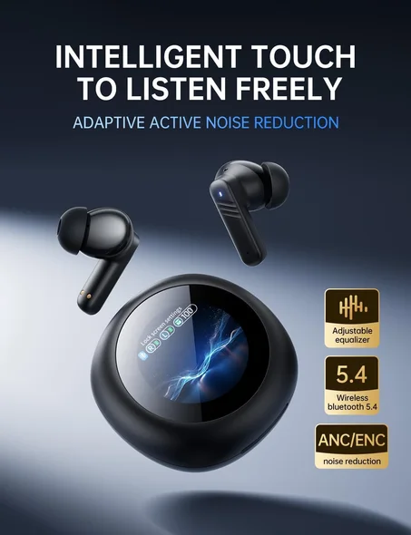 سماعات JXNGZLQ لاسلكية بشاشة ستيريو