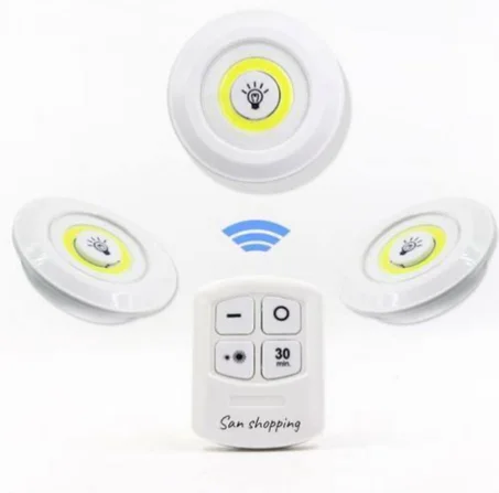 طقم مصابيح LED لاسلكية مع جهاز تحكم عن بُعد – 3 قطع
