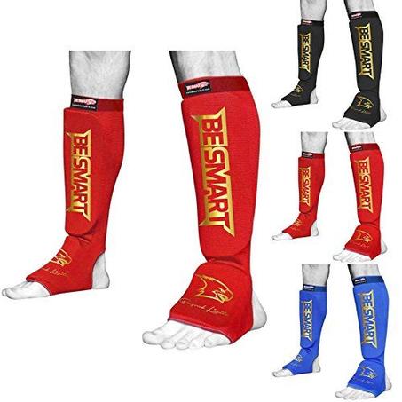Pair Protège tibia de Protection pour Kick-Boxing et Muay-Thai - Bleu 1