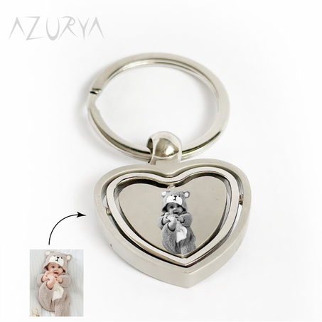 Ensemble de deux porte-clés personnalisés – Rond et Cœur en acier inoxydable