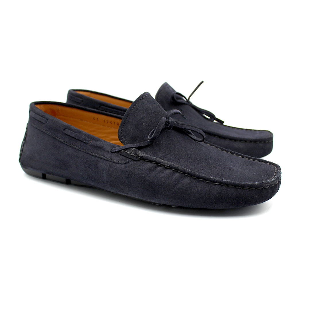 070 MB MOCASSIN CUIR DAIM BLEU