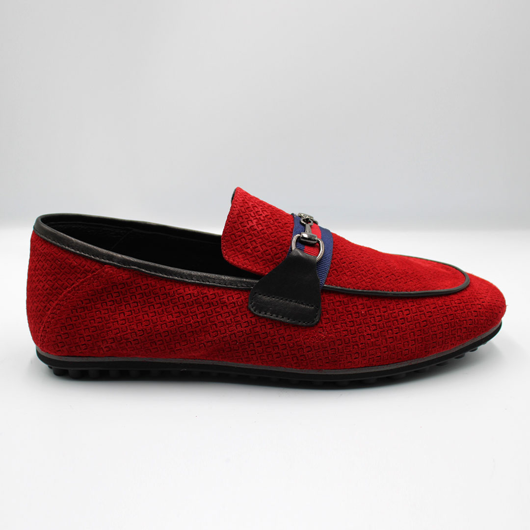 D090 MS MOCASSIN DAIM ROUGE