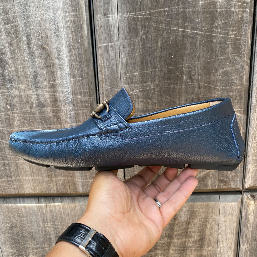 717 MS MOCASSIN CUIR BLEU