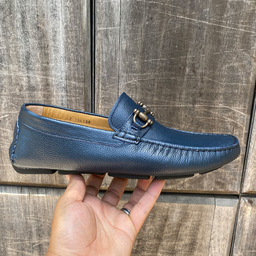 717 MS MOCASSIN CUIR BLEU