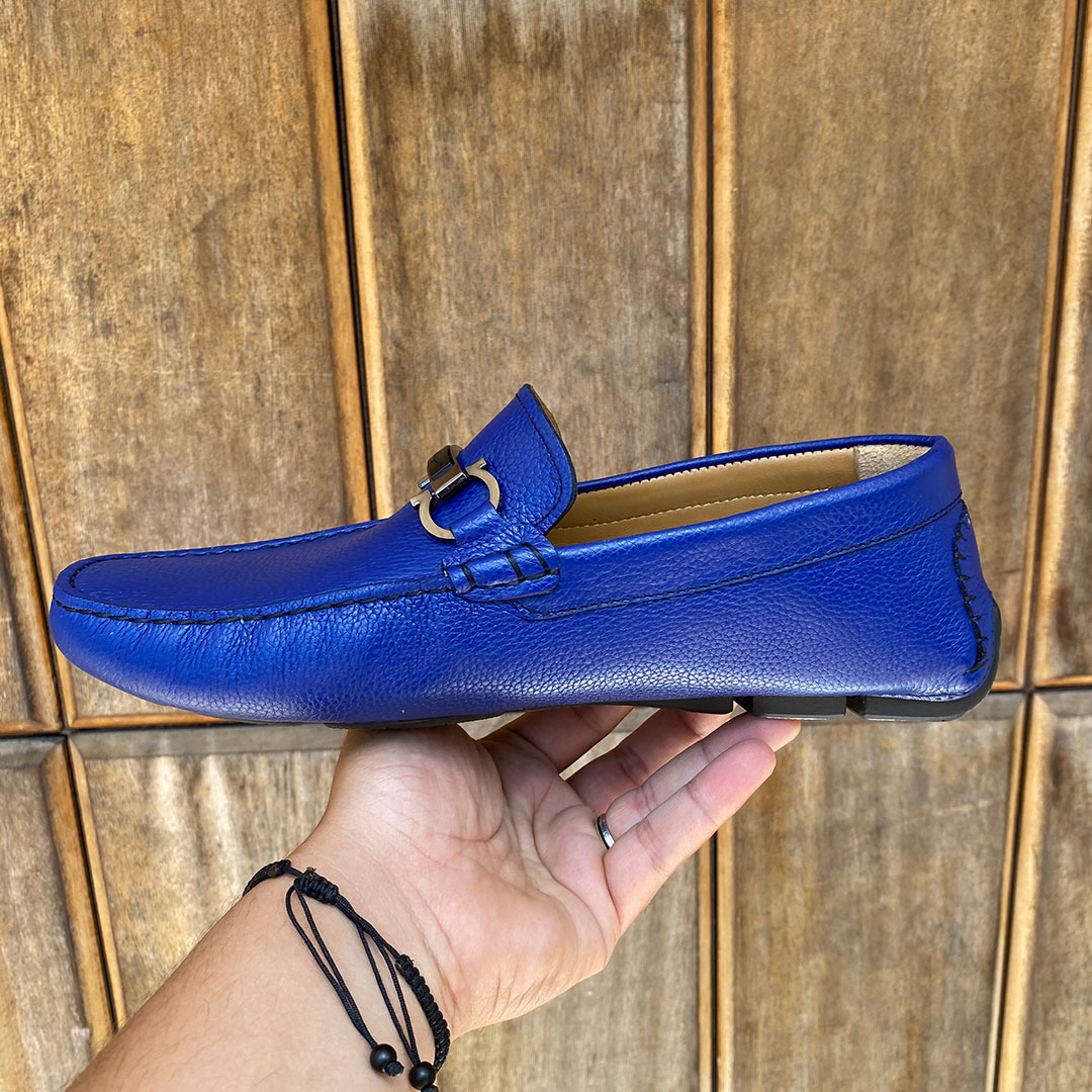 810 MS MOCASSIN CUIR BLEU