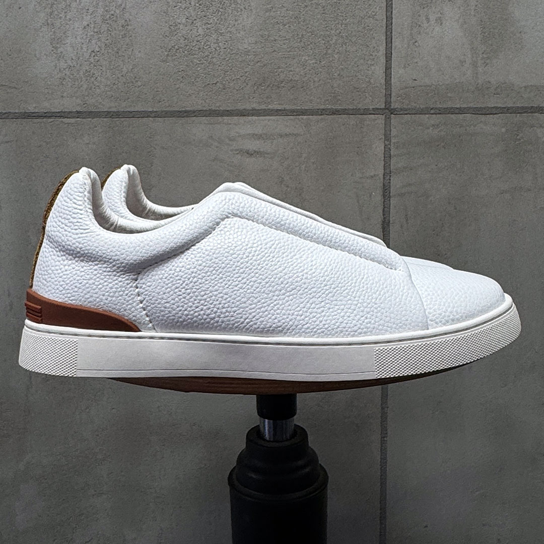 Baskets Shoesy™ à triple couture en cuir Blanc