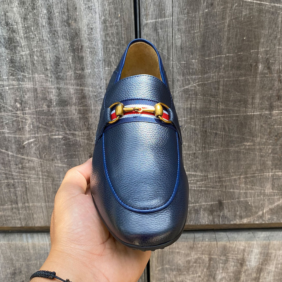 670 MS MOCASSIN CUIR BLEU