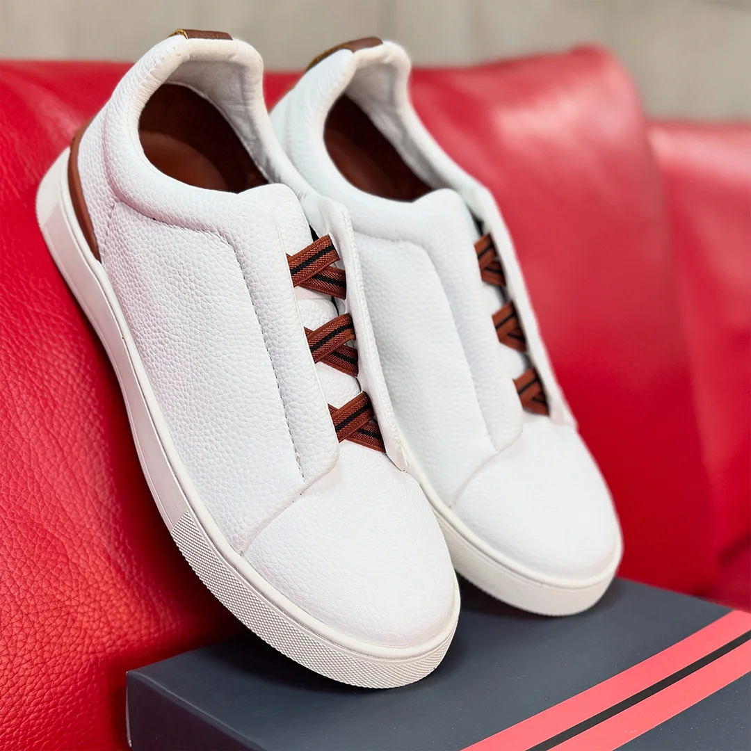Baskets Shoesy™ à triple couture en cuir Blanc