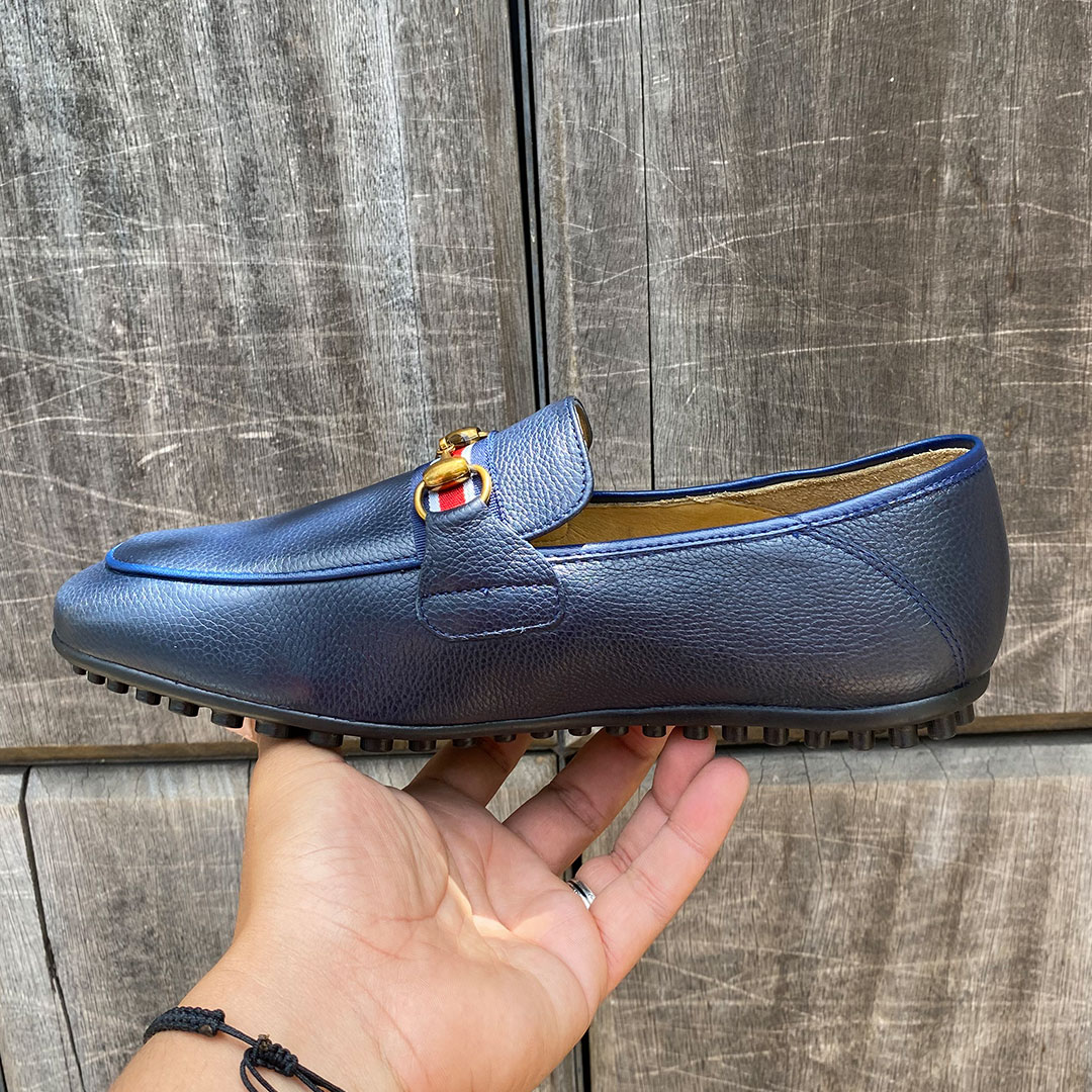 670 MS MOCASSIN CUIR BLEU