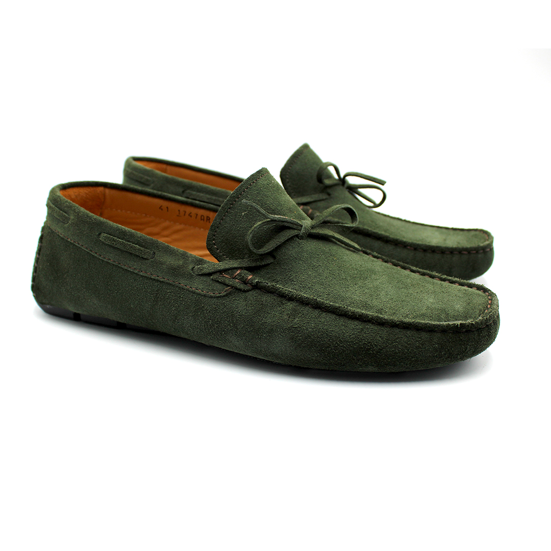 070 MB MOCASSIN CUIR DAIM VERT