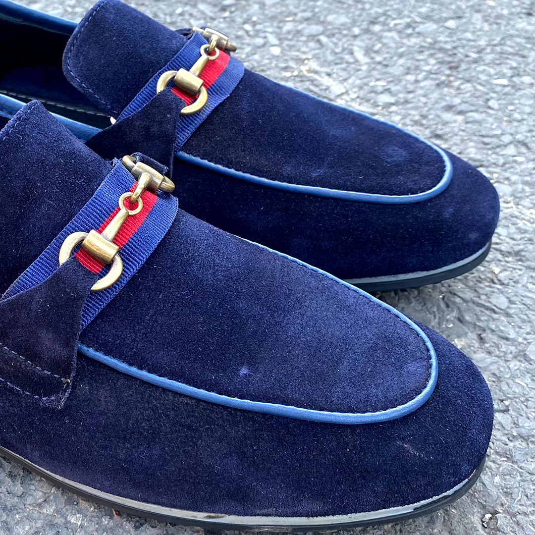 090 MDS MOCASSIN CUIR BLEU MARINE