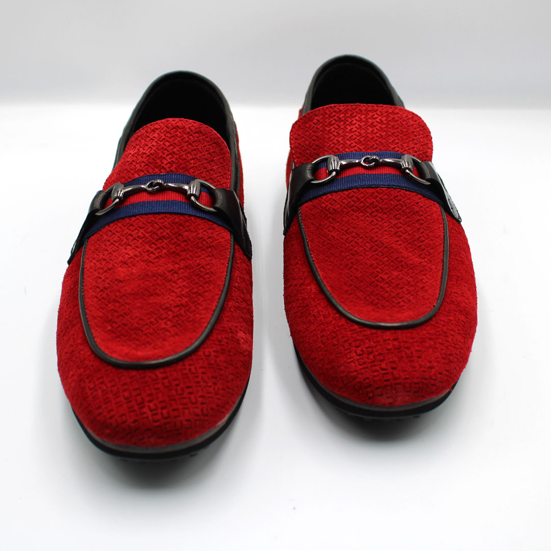 D090 MS MOCASSIN DAIM ROUGE