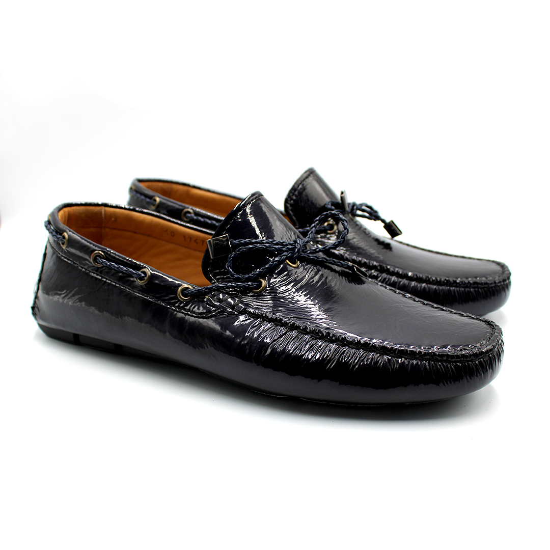 70 MB MOCASSIN CUIR BRILLANT BLEU