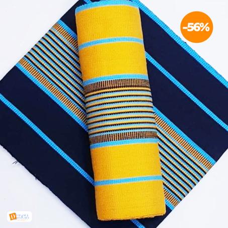 Faso Denfani de qualité de ton bleu mixé au jaune