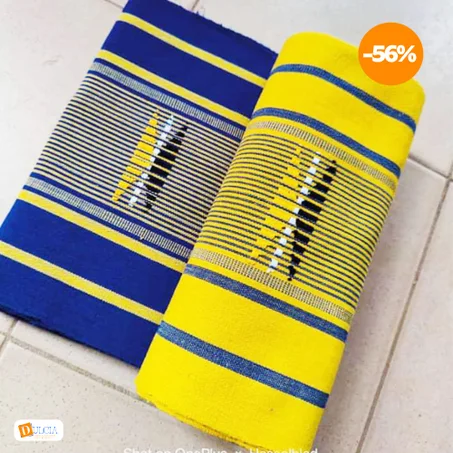 Faso Denfani de qualité couleur bleu mixé de jaune